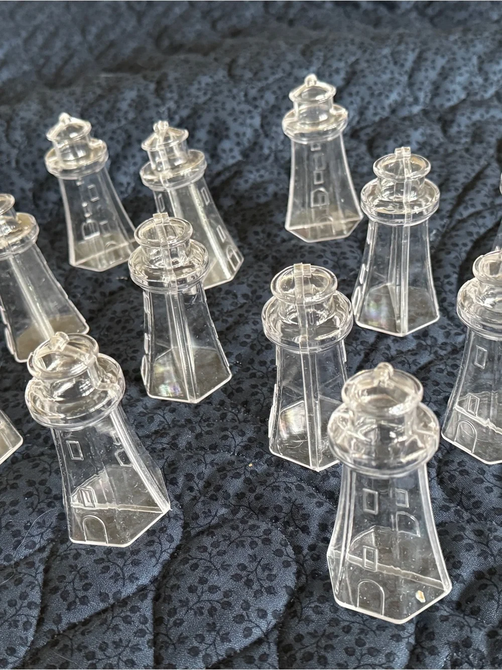 Clear Lighthouse Candy Tower with Blue and White Sweets